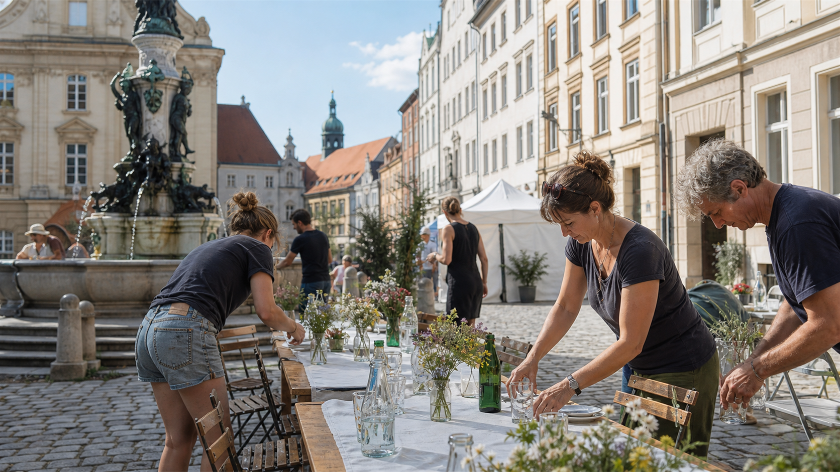 Augsburg old town community table for the Peace Festival